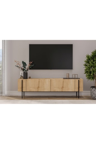 Meuble TV 2 abattants Herman - Imitation chêne
