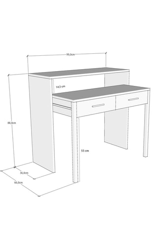 Bureau 2 tiroirs - 99 x 88 x 66 cm