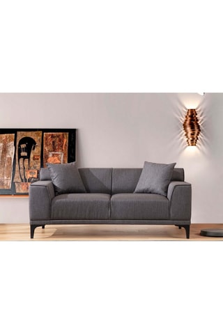 Canapé Petra - Anthracite - 2 places - Revêtement en polyester