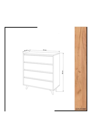 Commode 4 tiroirs Suvera - 70 x 86 x 40 cm