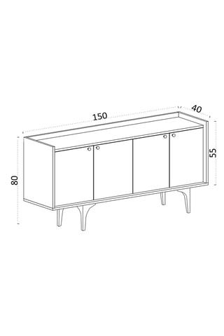 Bahut 4 portes - 150 x 40 x 80 cm