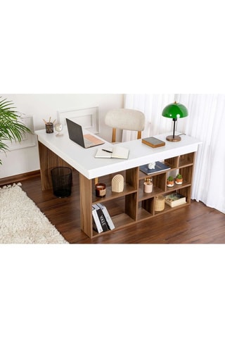 Bureau - Blanc et marron - 130 x 72 x 120 cm