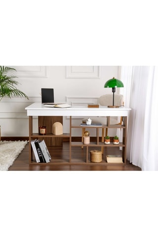 Bureau - Blanc et marron - 130 x 72 x 120 cm