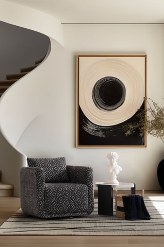 Fauteuil en bois - Noir - En tissu structuré