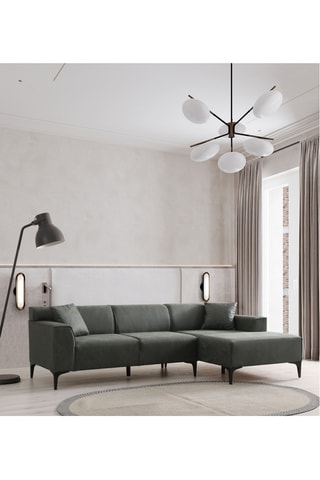 Canapé d'angle droit - Anthracite - 3/4 places - Tissu structuré