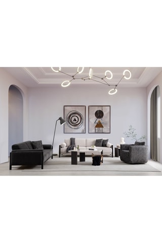 Canapé droit en bois - Beige - 3/4 places - Tissu structuré