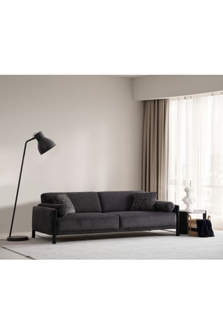 Canapé en bois - Anthracite - 3/4 places - Tissu structuré
