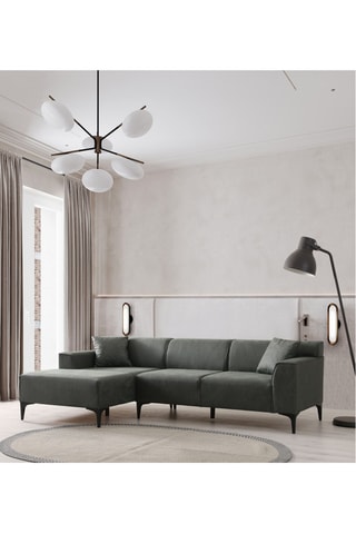 Canapé d'angle gauche - Anthracite - 3/4 places - Tissu structuré