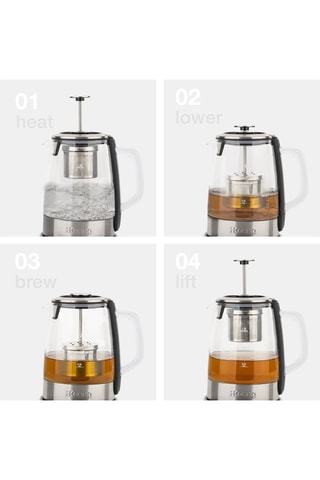 Waterkoker met thee- infuser - 1,5 l - 2200 W - Grijs