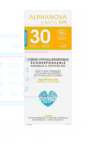Crème solaire bio SPF30 Hypoallergénique - Peaux sensibles - 50 ml