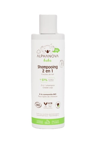 Shampoing 2-en-1 bio Alphanova bébé - Cuir chevelu sensible - 200 ml