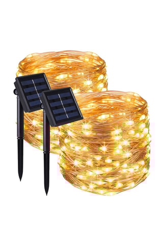 2 decorazioni a energia solare skinny 100 LED Skinny - Dorato - 11,9 m