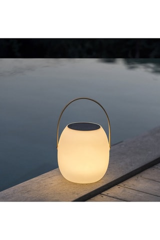 Torcia LED solare Jimmy - Bianco e marrone