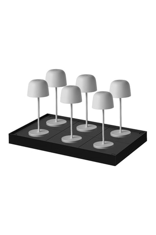 6 Lampade da tavolo SOPHIA Grigio chiaro + base di ricarica