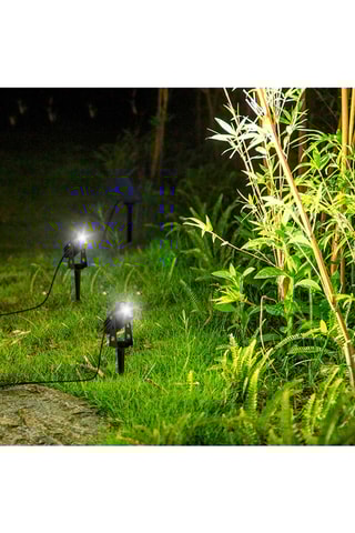 2 faretti a energia solare LED collegati a pannello solare remoto 2 in 1 Roundy - Nero - 2 x 5 W