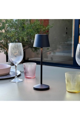 9 Lampade da tavolo EMILY Nero + base di ricarica