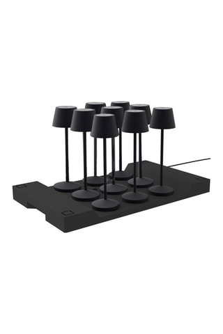 9 Lampade da tavolo EMILY Nero + base di ricarica