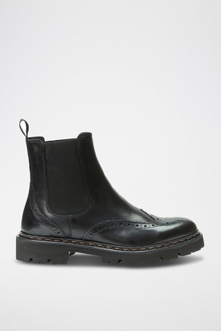Botins Chelsea regular em couro - Preto - Preto
