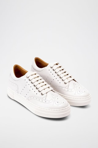 Sapatilhas regular em couro - Branco - Branco