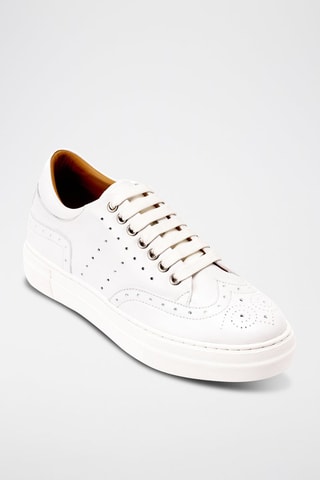 Sapatilhas regular em couro - Branco - Branco