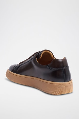 Sapatilhas regular em couro - Castanho-escuro - Castanho-escuro