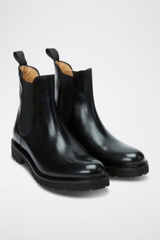 Botins regular em couro - Preto - Preto