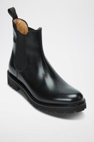 Botins regular em couro - Preto - Preto