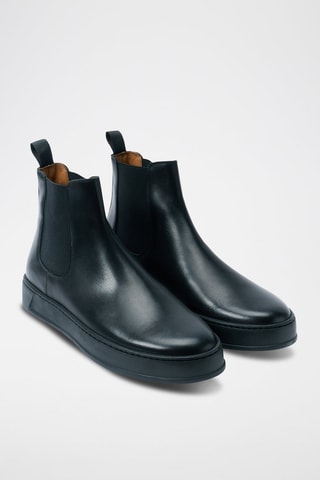 Botins Chelsea em couro Regular - Preto - Preto
