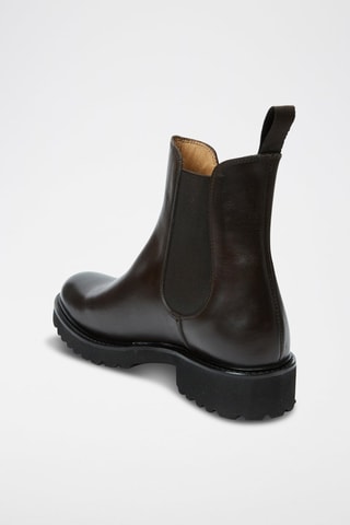 Botins Chelsea regular em couro - Castanho-escuro - Castanho-escuro