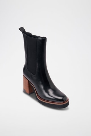 Botins Chelsea de couro Heeled - Preto - Preto