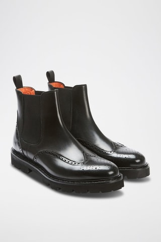 Boots regular em couro - Preto - Preto