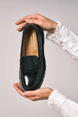 Mocassins de couro envernizado Penny - Preto - Preto