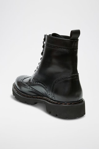 Boots regular em couro - Preto - Preto