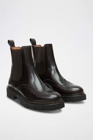 Botins Chelsea regular em couro - Castanho - Castanho-escuro