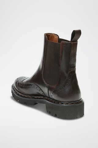 Botins Chelsea regular em couro - Castanho - Castanho-escuro