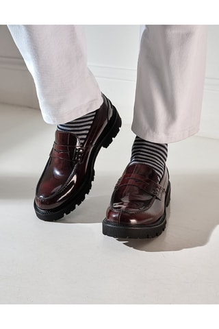 Mocassins de couro envernizado Penny - Bordô - Bordô