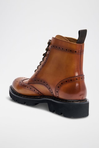 Botins regular em couro - Camel - Castanho