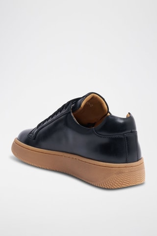 Sapatilhas regular em couro - Preto - Preto