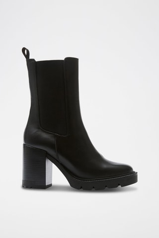 Botins Chelsea em couro Regular - Preto - Preto
