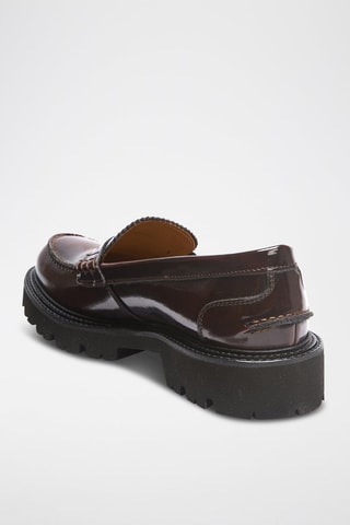 Mocassins Penny em couro Regular - Bordô - Vermelho