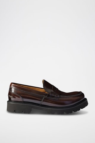 Mocassins Penny em couro Regular - Bordô - Vermelho