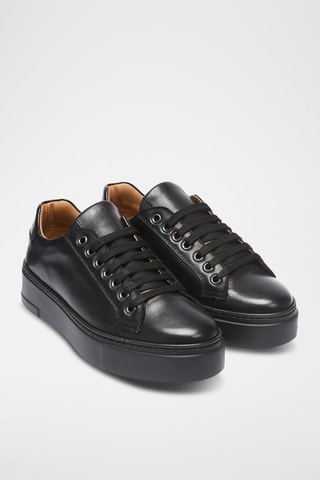 Sapatilhas em couro Regular - Preto - Preto