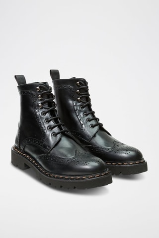Botins regular em couro - Preto - Preto