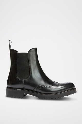 Botins Chelsea em couro Regular - Preto - Preto