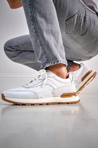 Sapatilhas regular em couro - Branco - Branco