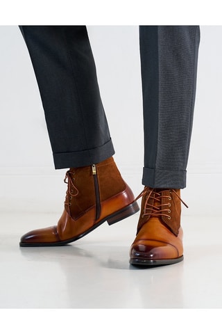 Derbies subidos regular em couro - Castanho - Castanho