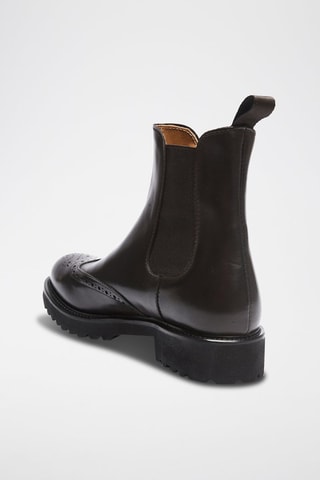 Botins Chelsea regular em couro - Castanho-escuro - Castanho-escuro