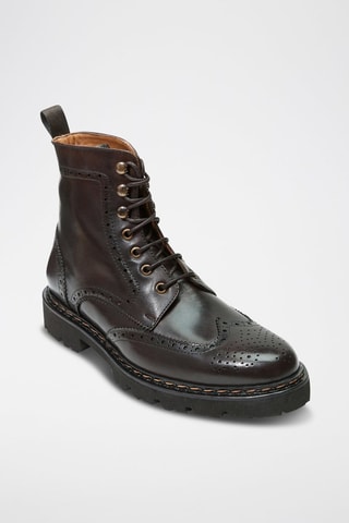 Boots regular em couro - Castanho - Castanho-escuro