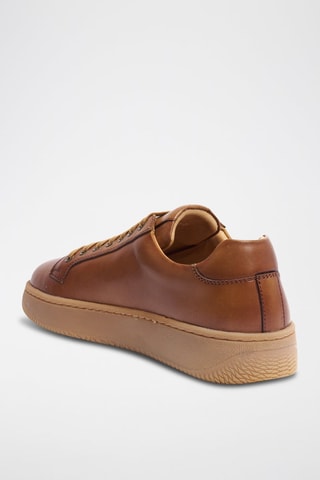 Sapatilhas regular em couro - Camel - Castanho