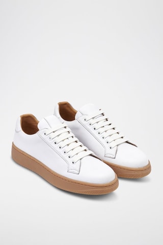 Sapatilhas regular em couro - Branco - Branco